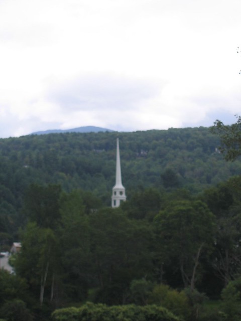 A church steeple in Stowe, Vermont