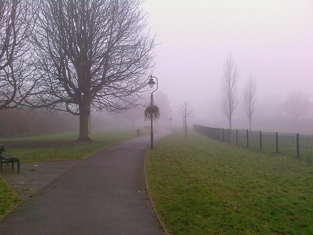 Warwick Gardens, in the fog