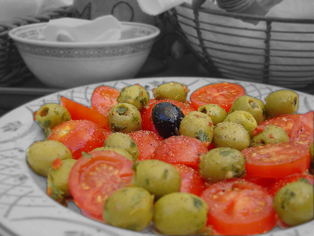 Olives and tomatoes