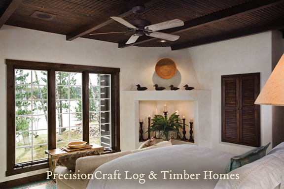 PrecisionCraft Log & Timber Homes | Master Bedroom | Custom Hybrid Home
