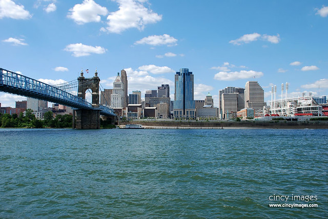 Cincinnati Skyline with Blue Ohio River
