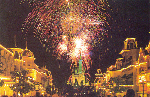 Magic Kingdom fireworks postcard