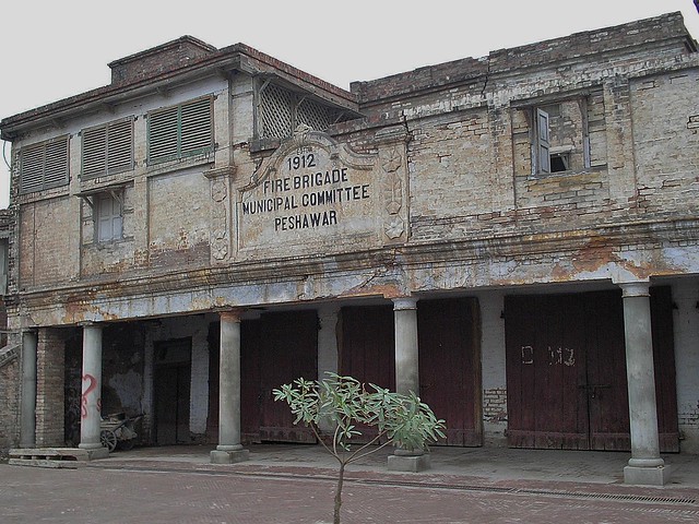 Fire Brigade Building from British Era in Peshawar, Pakistan - February 2011