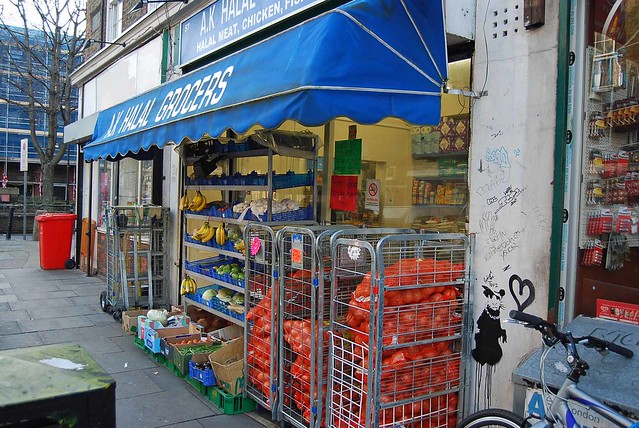 Banksy rat and Halal Store