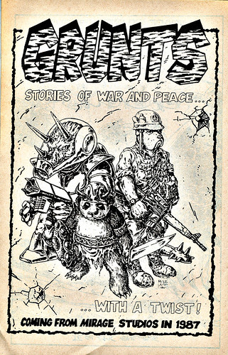 GRUNTS #1 ::  spot ad ..art by Peter Laird  (( 1987 )) by tOkKa