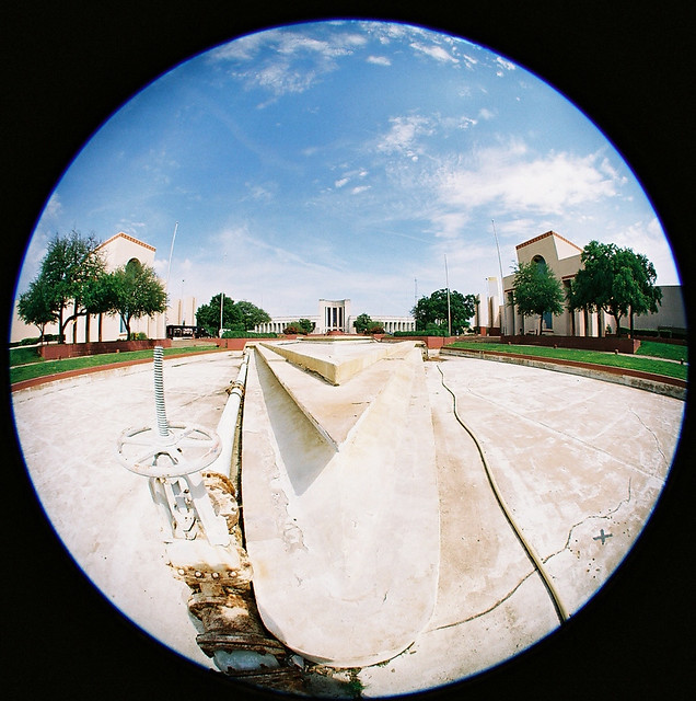 Fisheye of the drained fountain at Fair Park, Dallas