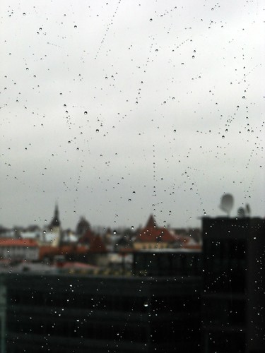 city window rain landscape town downtown tallinn estonia harjumaa