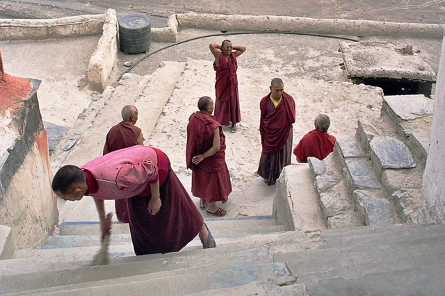 Monks in Diskit Monastery