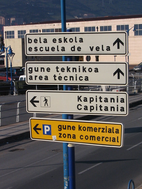 Basque road sign