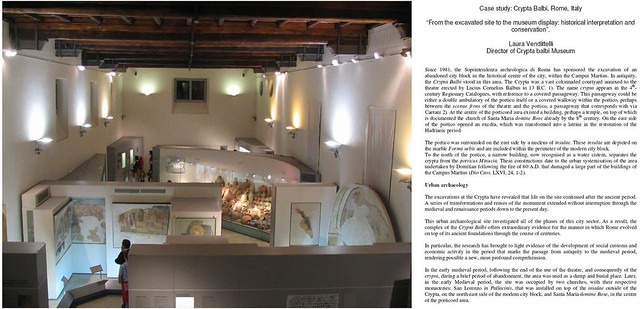 Rome - The Crypta Balbi Monument: The New Museum of Medieval Archaeology in Rome. Dott.ssa Laura Vendittelli (Director of Crypta Balbi Museum), Case study: Crypta Balbi, Rome, Italy (4/5.10.2005).