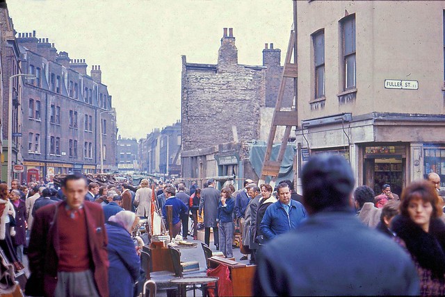 Busy: Cheshire Street Sunday Market, Shoreditch, 1973