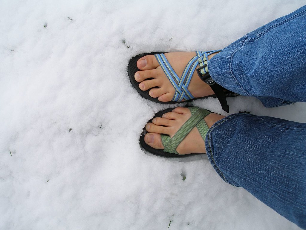 Good thing we have our Chacos on in the snow!