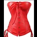 Lace Up Side Leather Corset Red