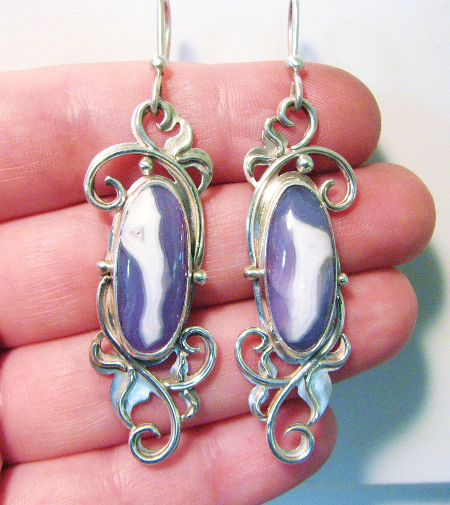 Sterling & Agate Earrings | This is a pair of sterling silve… | Flickr