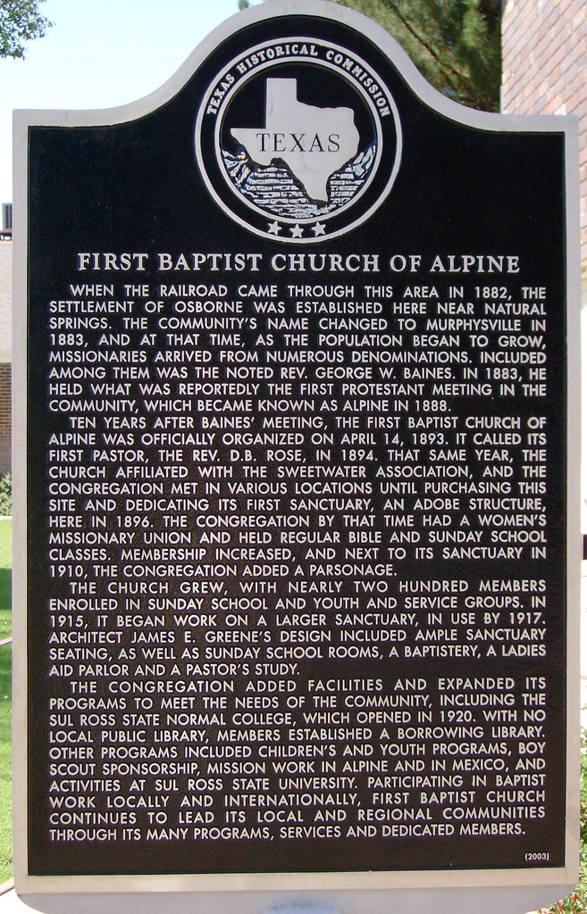 First Baptist Church Marker (Alpine, Texas) | Follow this li… | Flickr