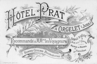 carte de l'hôtel Prat - Orgelet (Jura)