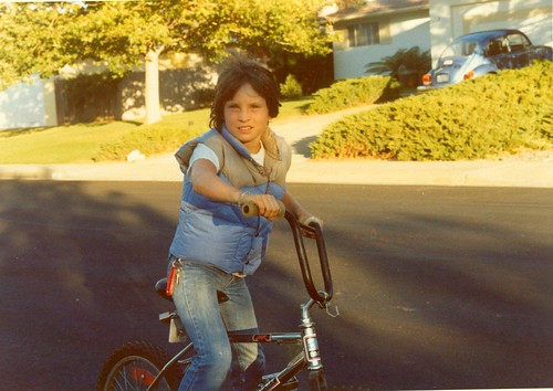 kid (me) on BMX bike in 70's