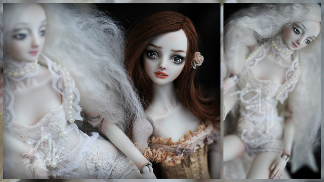 Enchanted Doll pair. Porcelain ball jointed dolls by Marina Bychkova. Photography: Lightpainted Doll
