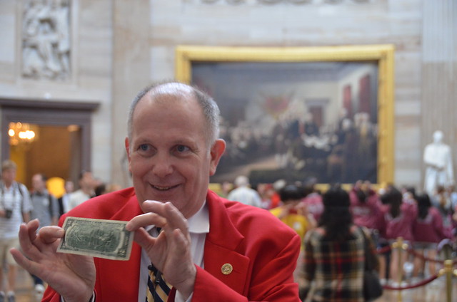 US Capitol tour guide demonstrating that John Trumbull's 