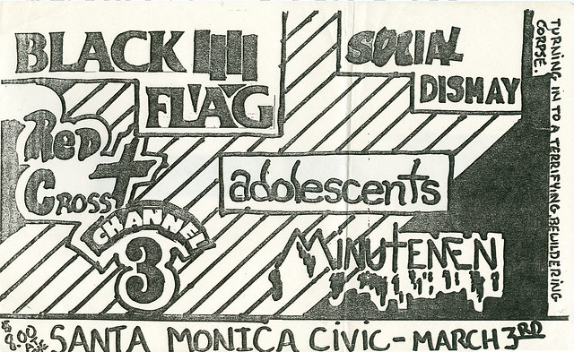 Black Flag, Minutemen, Red Cross, Channel 3, Social Dismay 7 Adolescents at Santa Monica Civic Auditorium - SP-Punk-Flyer---3-3