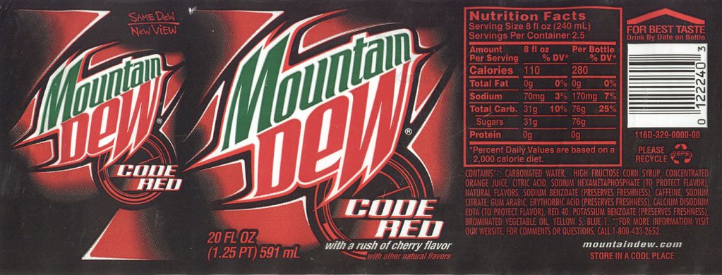 Mt Dew Code Red | Label a 20oz bottle. | Paxton Holley Flickr