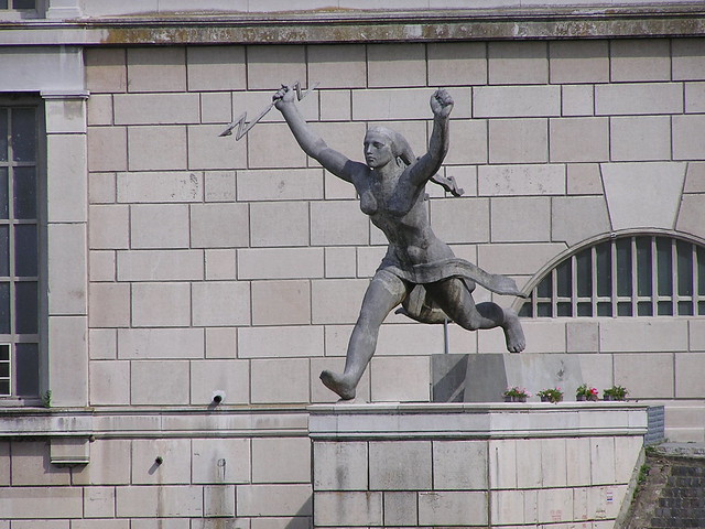 Statue on Tiszalök Power Station Building
