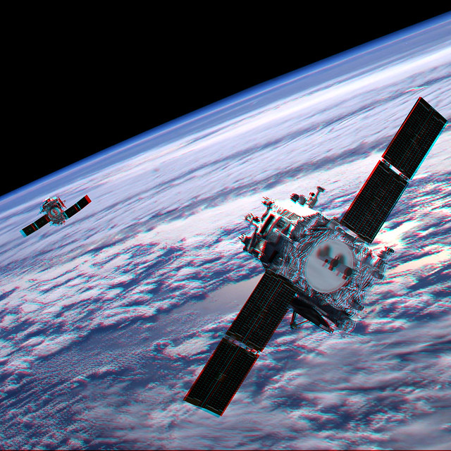 NASA photorealistic  illustration of the two S.T.E.R.E.O observatories