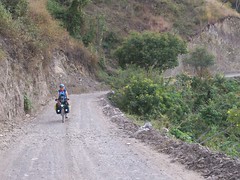 Nancy riding down to San Luis Jilotepeque