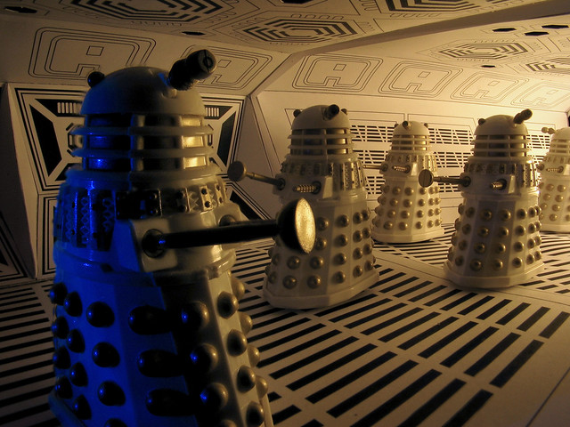 Imperial Daleks Patrolling Corridor