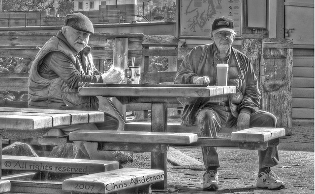 Old Friends HDR Ortonized In BW