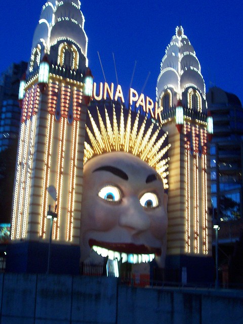 Luna Park at night from Ferry  NSW 2061