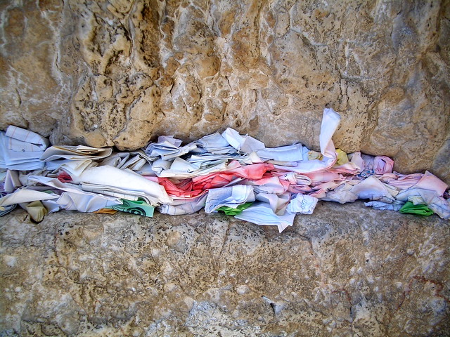 Papers stuffed into the Wailing Wall