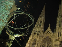 NYC - St. Patrick's Cathedral behind Atlas