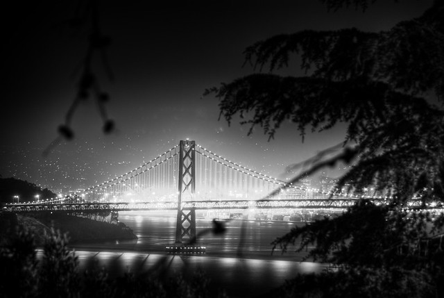 San Francisco Bay Bridge at night