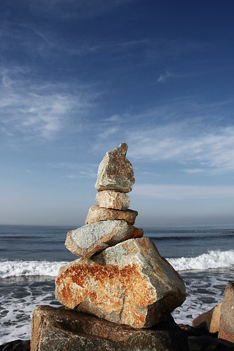 ocean sky landscape rocks carlsbad rockstacking