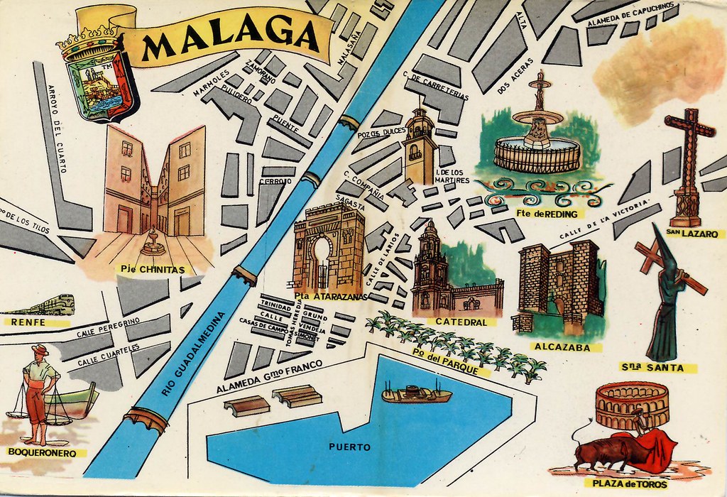 malaga spain map tourist