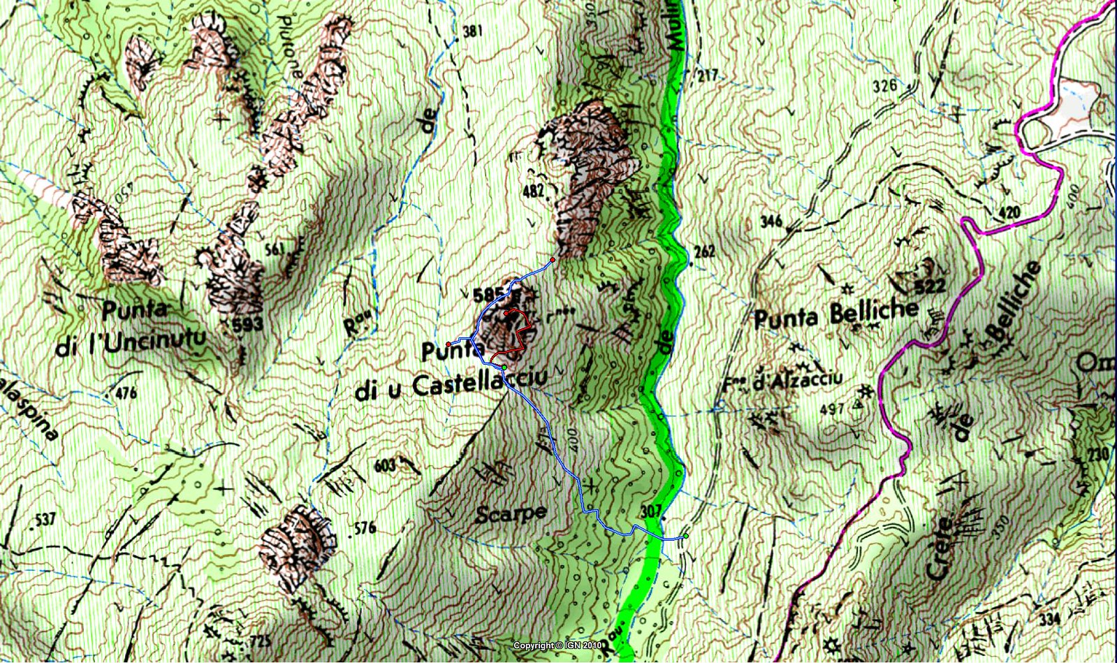 Carte detail Punta di Castellacciu