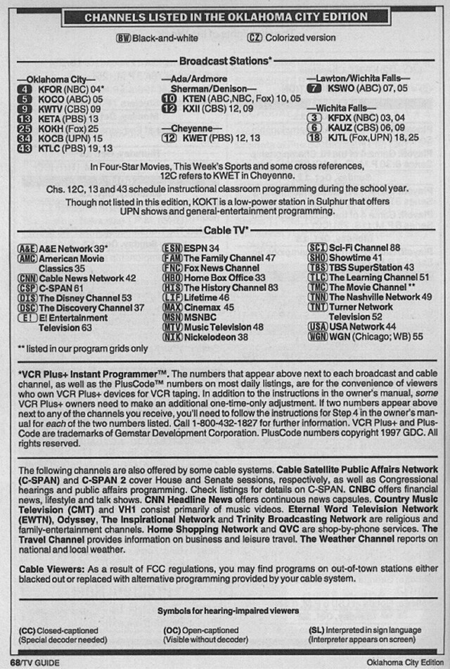 Oklahoma City Edition (October 11, 1997) | From my TV Guide … | Flickr