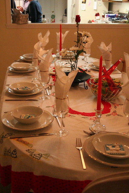 Table decorated for our Christmas dinner