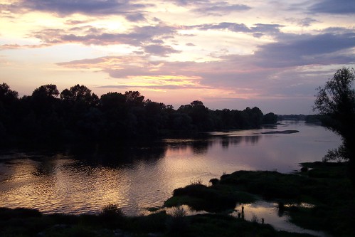sunset sky river landscape colourful loire