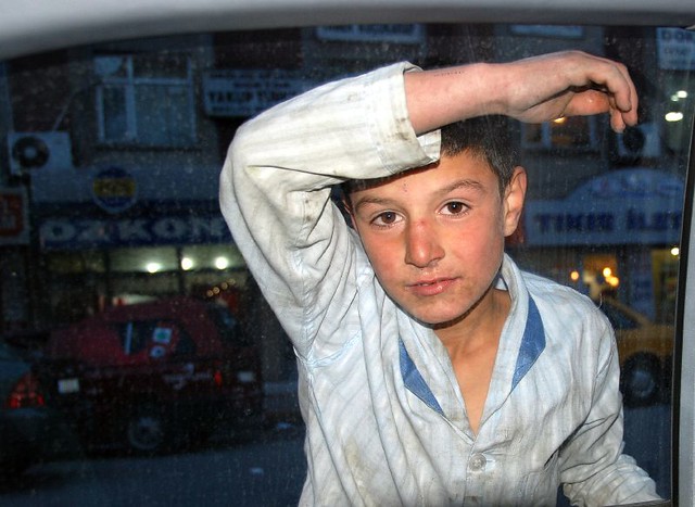 Street Kid at Car Window