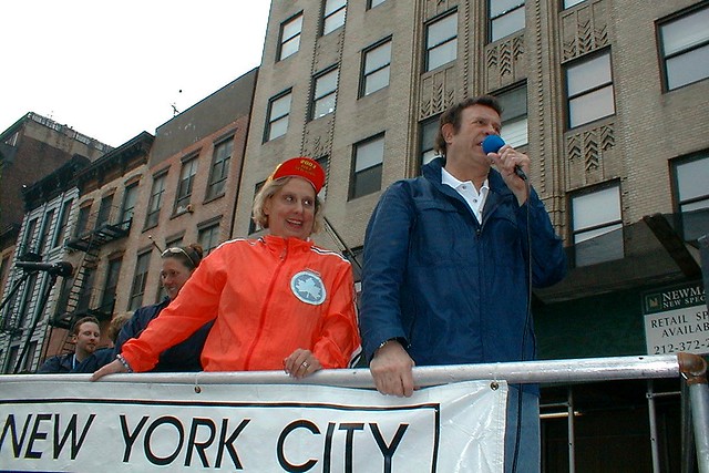 2003 NYC 5 Boro Bike Tour - Cousin Brucie cheering on the cyclists