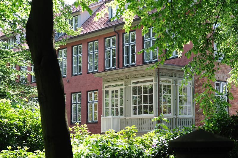 3865 Rückseite Klopstockstrasse - Veranda; Backsteinarchitektur des ausgehenden 18. Jahrhunderts.