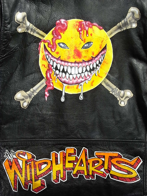 Hand Painted Wildhearts Smiley Bones Leather Jacket