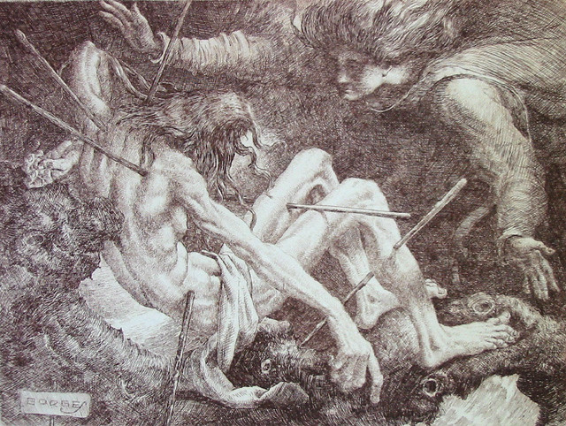 San Sebastian dibujo de Borges