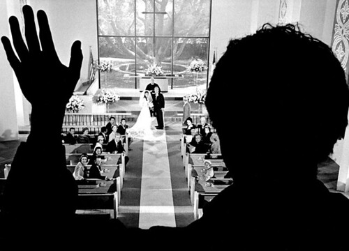 Ben (Dustin Hoffman) in the church balcony. 'The Graduate', 1967