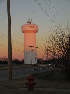 Moore Water Tower at sunset - Moore Oklahoma