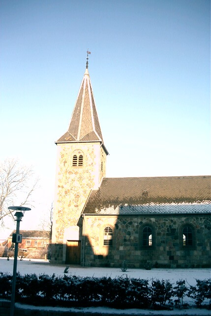 Church in frost at new year