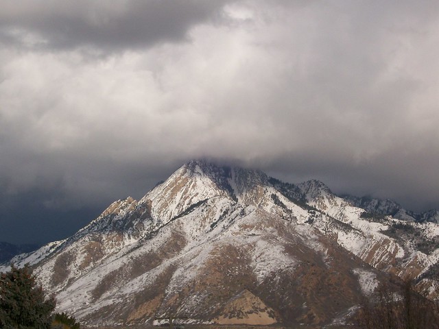 Dark Storm Clouds over the Wasatch Mountains and Mount Olymbus