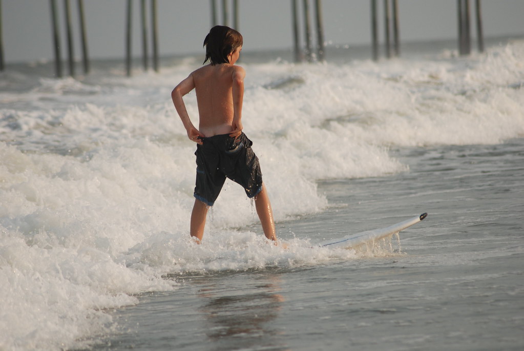 Surfing his shorts off 